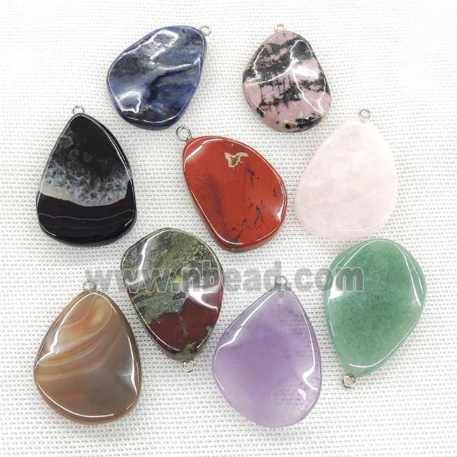 Natural Gemstone Teardrop Pendant Twist Mixed