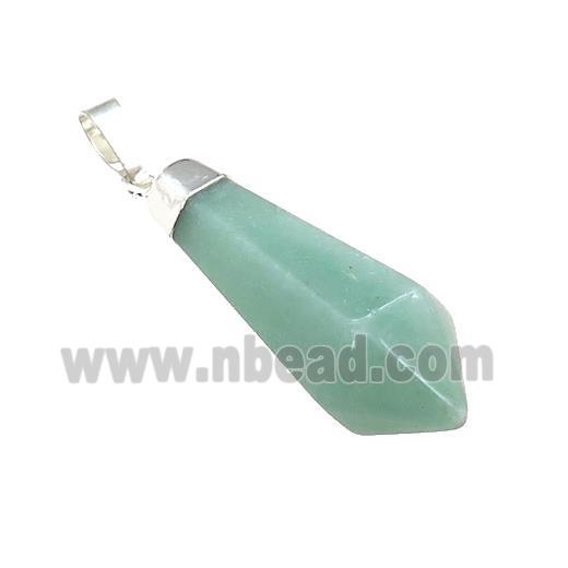 Natural Green Aventurine Pendulum Pendant Silver Plated