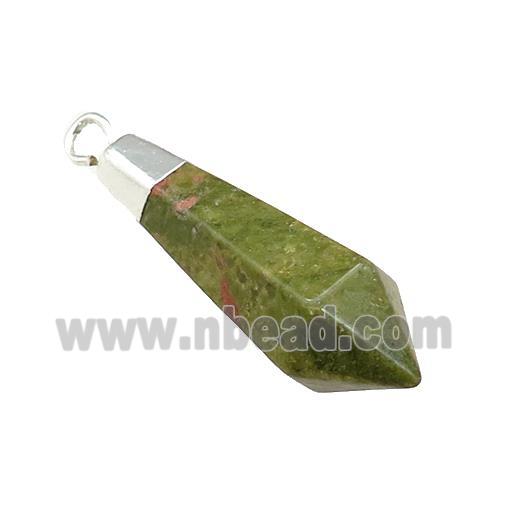 Natural Unakite Pendulum Pendant Silver Plated