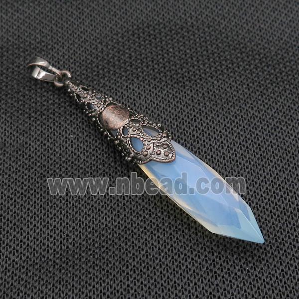 White Opalite Pendulum Pendant Antique Red