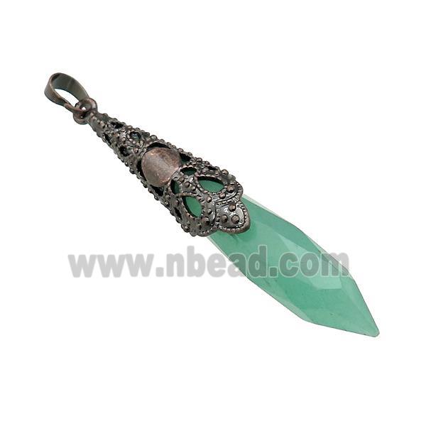 Natural Green Aventurine Pendulum Pendant Antique Red