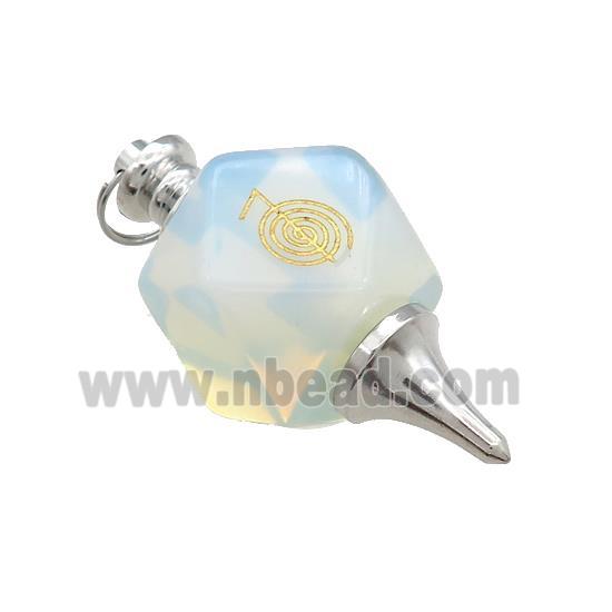 White Opalite Dowsing Pendulum Polygon Alloy Platinum Plated