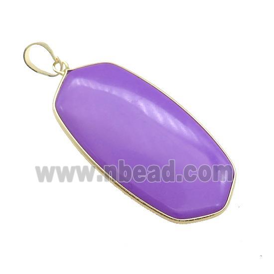 Howlite Oval Pendant Purple Dye Gold Plated