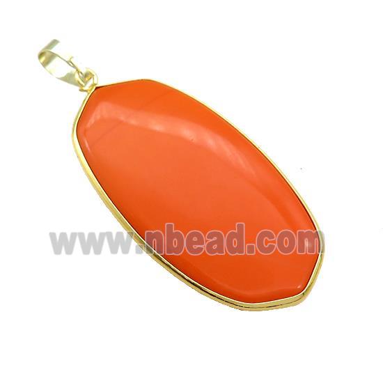 Orange Howlite Oval Pendant Dye Gold Plated