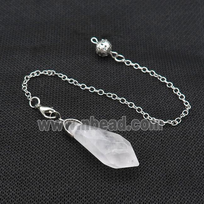 Natural Clear Quartz Pendulum Pendant With Copper Chain Platinum Plated