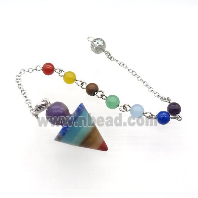 Gemstone Chakra Pendulum Pendant With Chain Platinum Plated