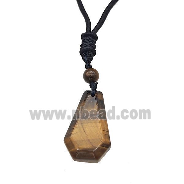 Natural Tiger Eye Stone Necklaces Adjustable Nylon Rope