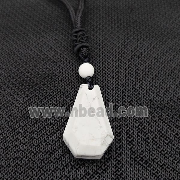 White Howlite Turquoise Necklaces Adjustable Nylon Rope