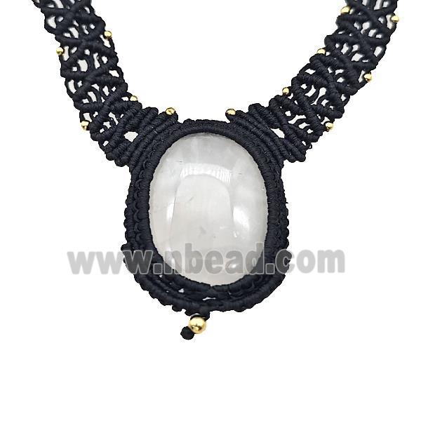 Clear Quartz Necklaces Adjustable Nylon Rope