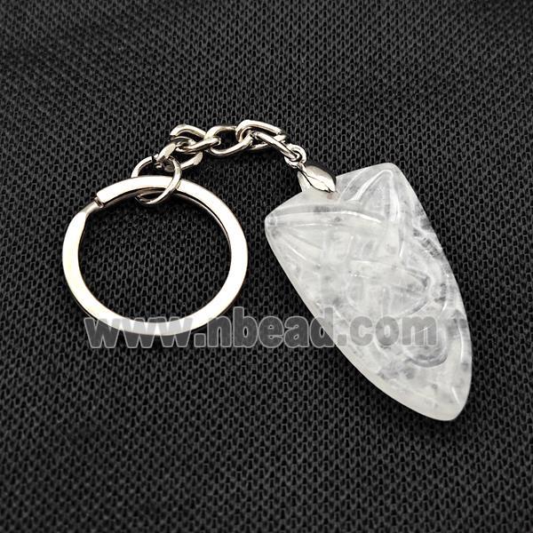 Natural Clear Quartz Pendant Flat Bullet Sailors Knot With Copper Keychain Platinum Plated