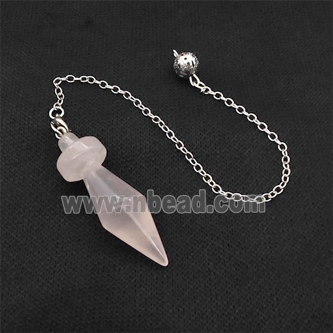 Rose Quartz Dowsing Pendulum Pendant With Chain Platinum Plated