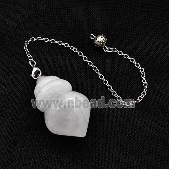 Natural Clear Quartz Dowsing Pendulum Pendant With Chain Platinum Plated