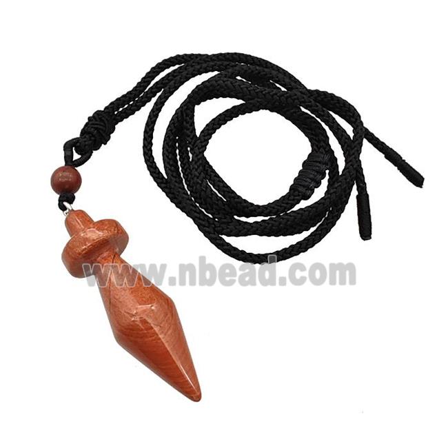 Red Jasper Pendulum Necklace Black Nylon Rope