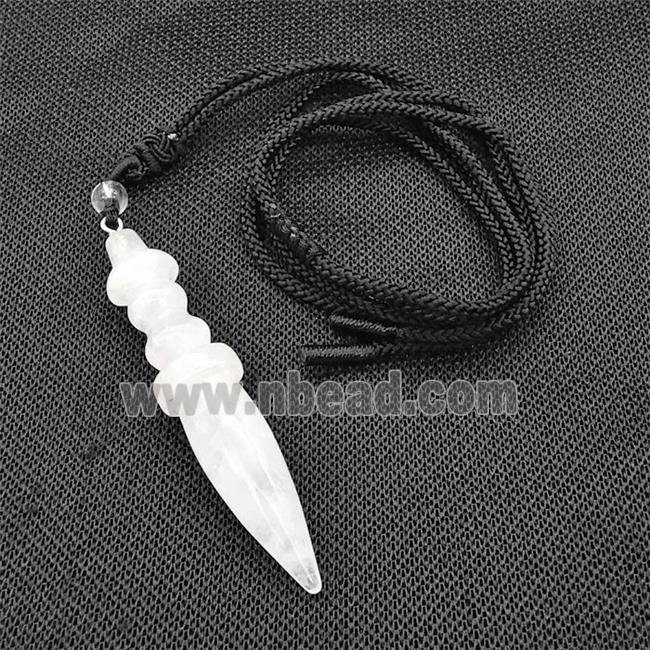 Clear Quartz Pendulum Necklace Black Nylon Rope