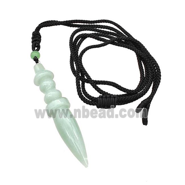 Green Aventurine Pendulum Necklace Black Nylon Rope