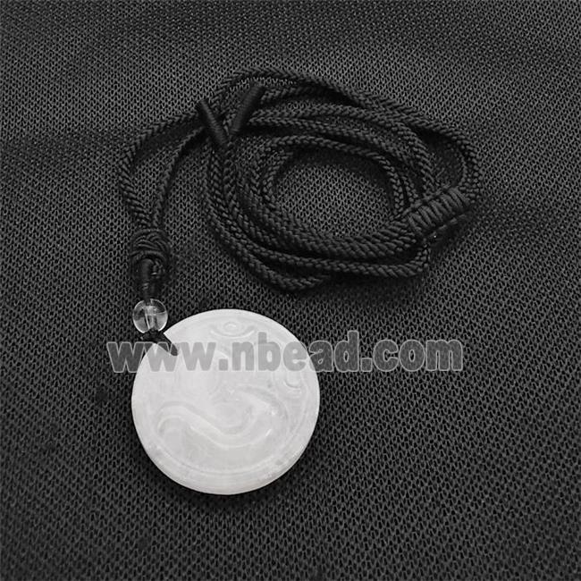 Natural Clear Quartz Hinduism Necklace Circle Black Nylon Rope