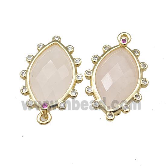 Natural Pink Rose Quartz Eye Pendant Gold Plated