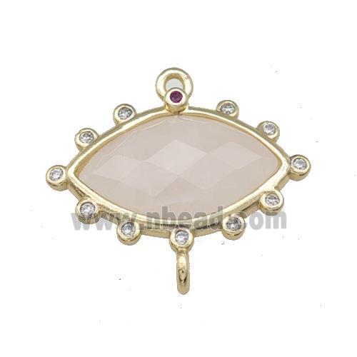 Natural Rose Quartz Eye Connector Gold Plated