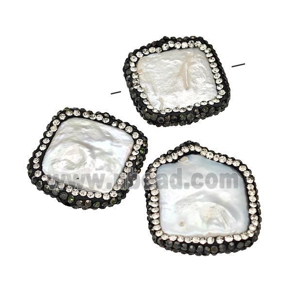 Baroque Style Pearl Slice Beads Pave Rhinestone Freeform