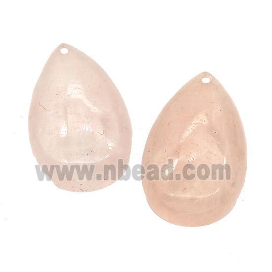 Natural Pink Rose Quartz Teardrop Pendant Flat Backing