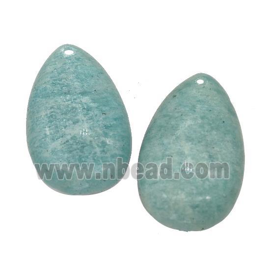 Natural Green Amazonite Teardrop Pendant Flat Backing