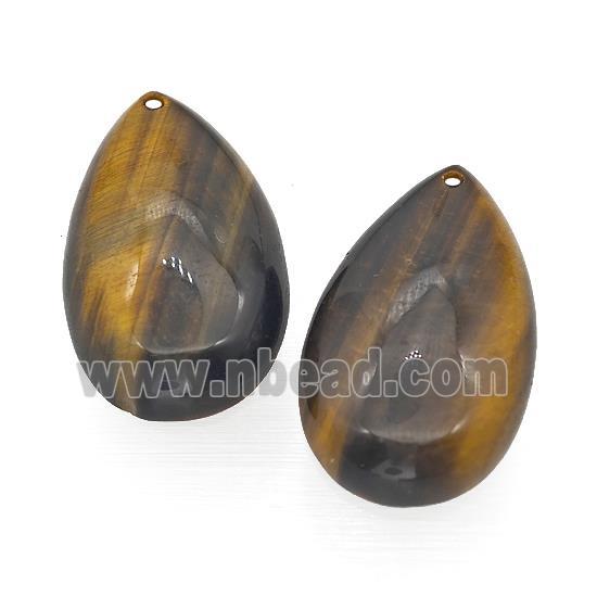 Natural Tiger Eye Stone Teardrop Pendant Flat Backing