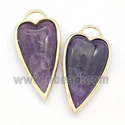 Natural Purple Amethyst Arrowhead Pendant Gold Plated