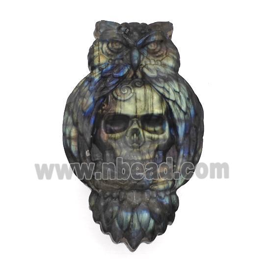 Labradorite Skull Owl Charms Pendant