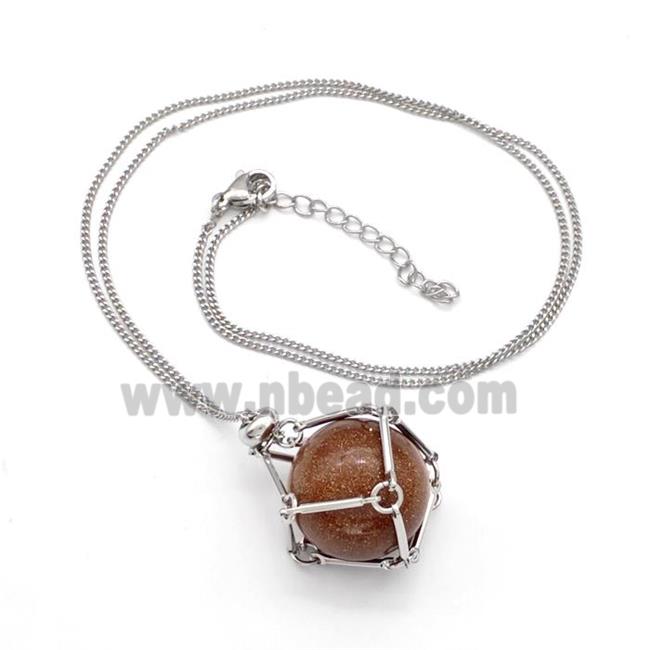 Golden Sandstone Necklace Platinum Plated