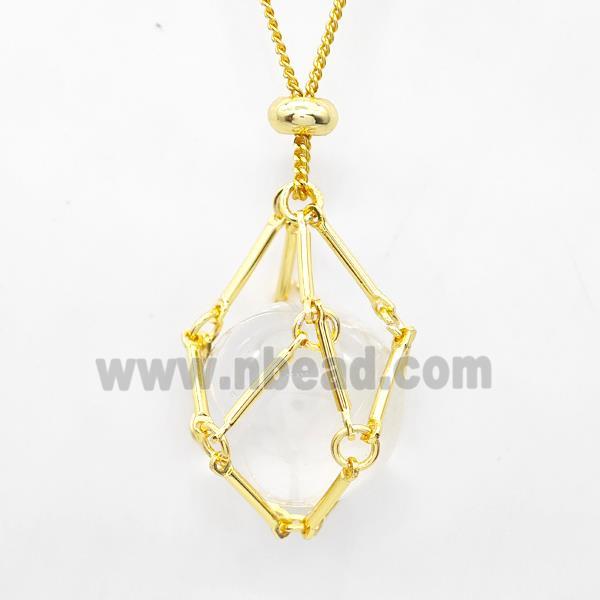 Natural Clear Quartz Necklace Gold Plated