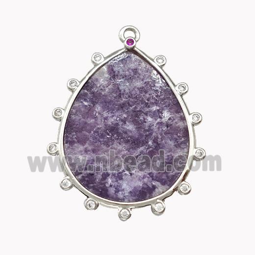 Natural Purple Lepidolite Teardrop Pendant