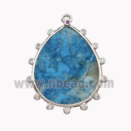 Natural Howlite Turuqoise Teardrop Pendant Blue Dye