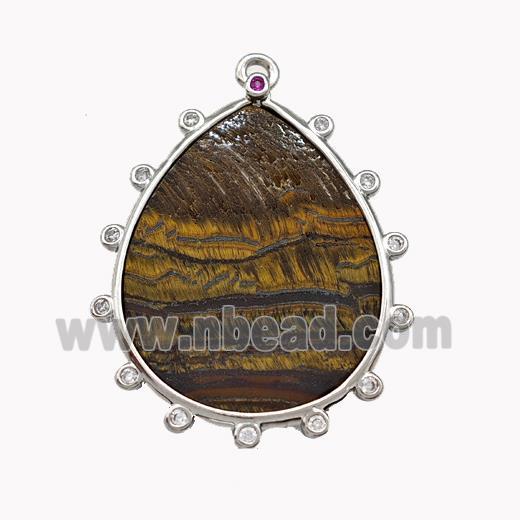 Natural Iron Tiger Eye Stone Pendant Flat Teardrop