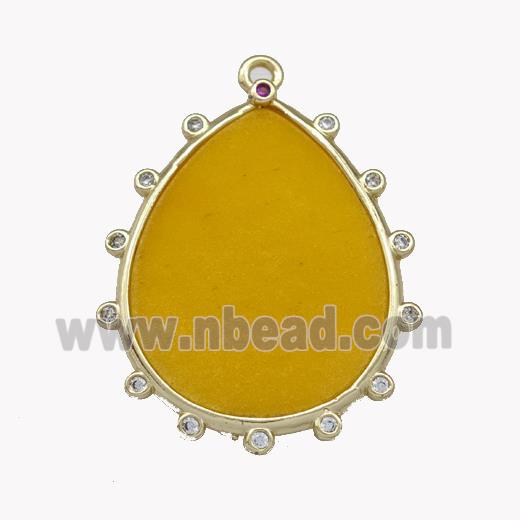 Natural Honey Jade Teardrop Pendant Yellow