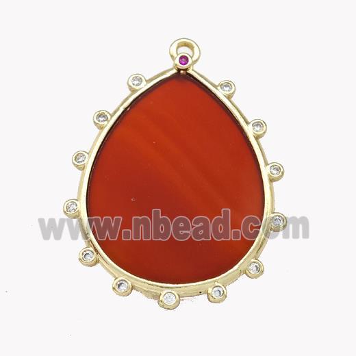 Natural Red Agate Teardrop Pendant Dye