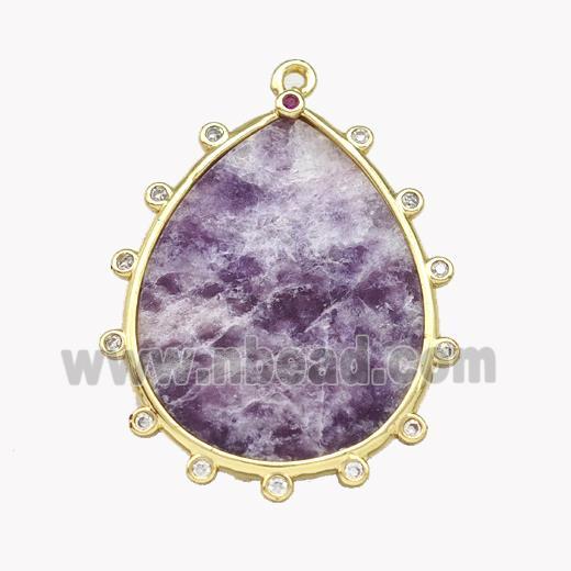 Natural Purple Lepidolite Teardrop Pendant