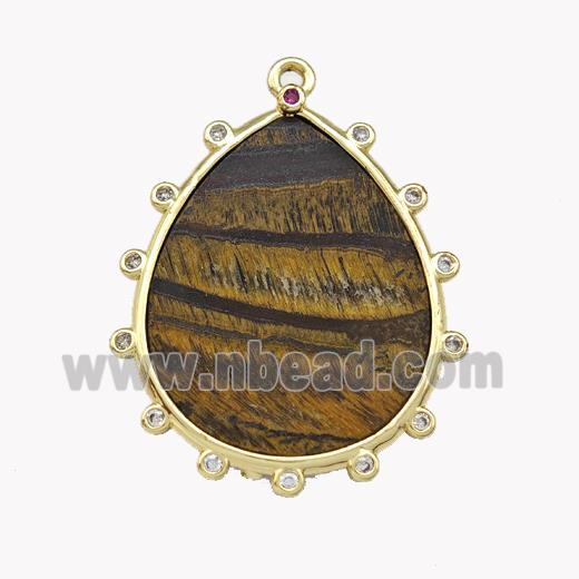 Natural Iron Tiger Eye Stone Teardrop Pendant Flat