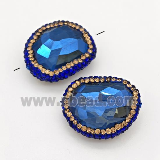 Chinese Crystal Glass Beads Pave Rhinestone Blue