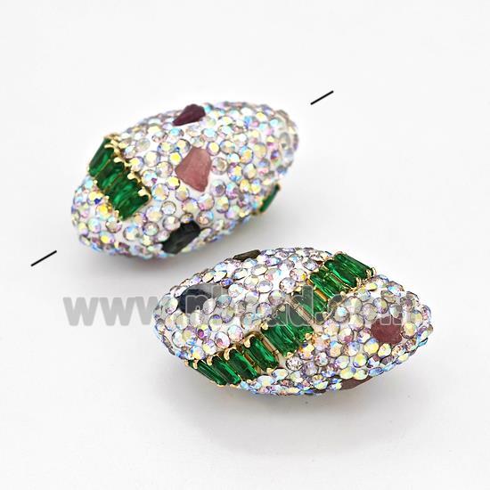 Clay Rice Beads Pave White Rhinestone Tourmaline