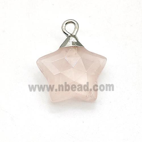 Natural Pink Rose Quartz Star Pendant