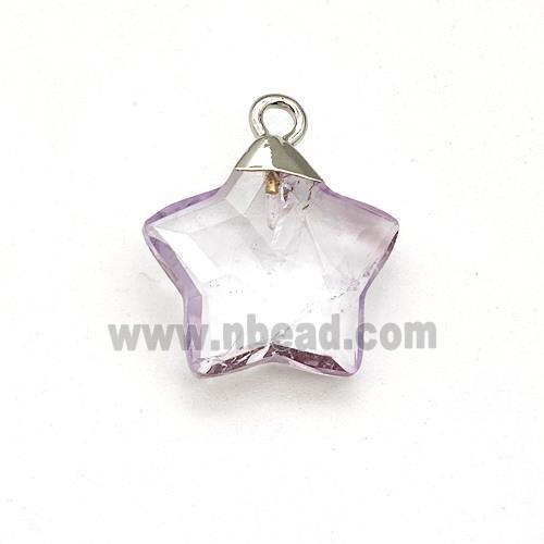 Natural Amethyst Star Pendant Lt.purple