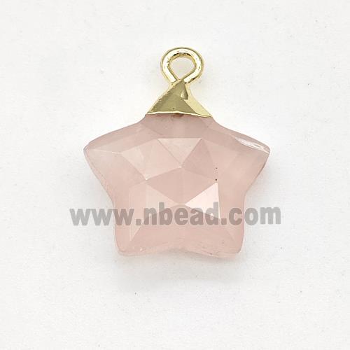 Natural Pink Rose Quartz Star Pendant