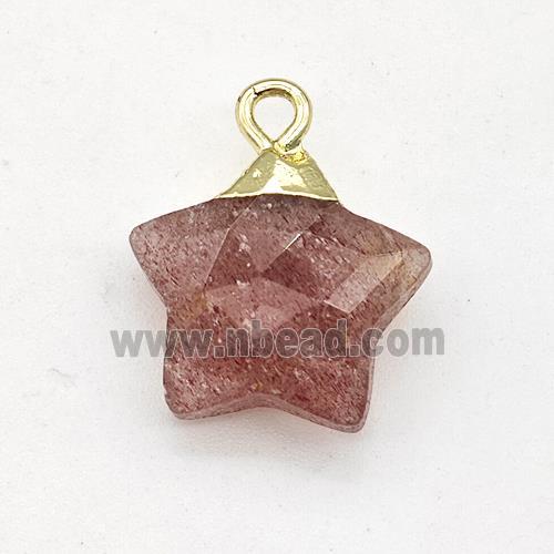 Natural Pink Strawberry Quartz Star Pendant