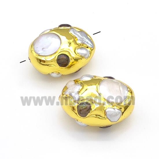 Pearl Oval Beads Gold Plated