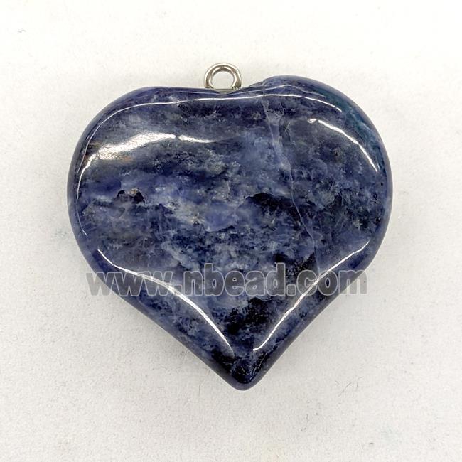 Natural Blue Sodalite Heart Pendant