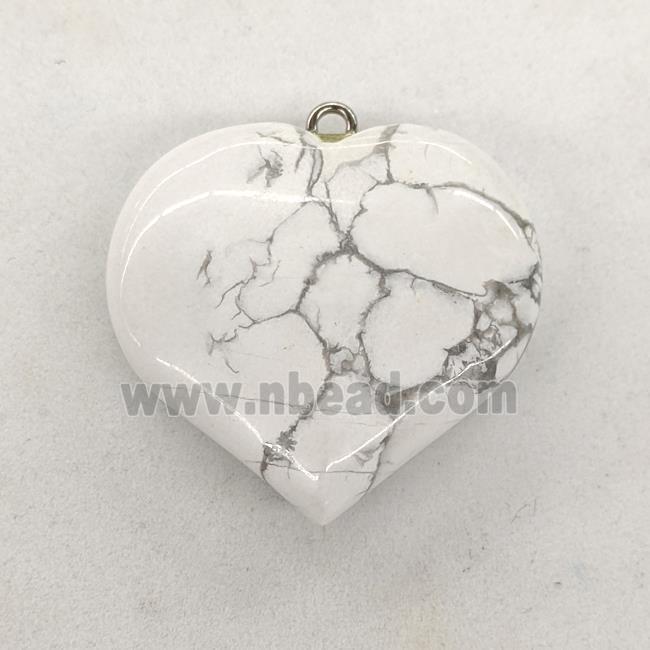 Natural White Howlite Turquoise Heart Pendant