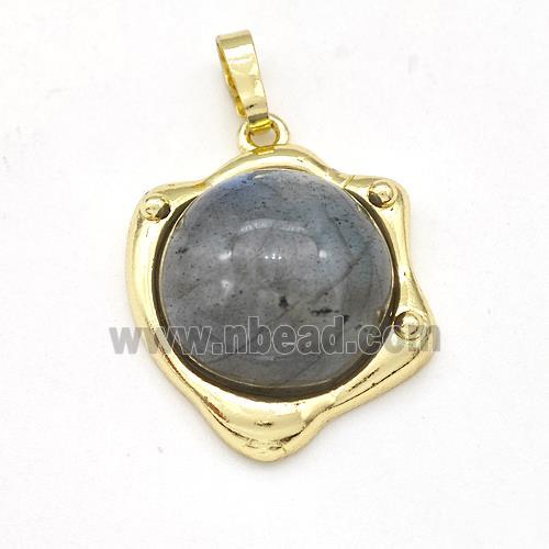 Labradorite Pendant Half Round Gold Plated