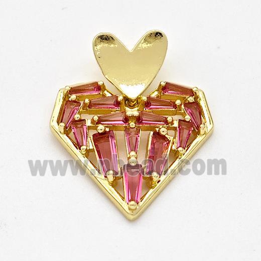 Copper Heart Pendant Micro Pave Zirconia Gold Plated