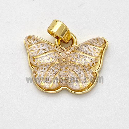 Resin Butterfly Pendant Gold Plated