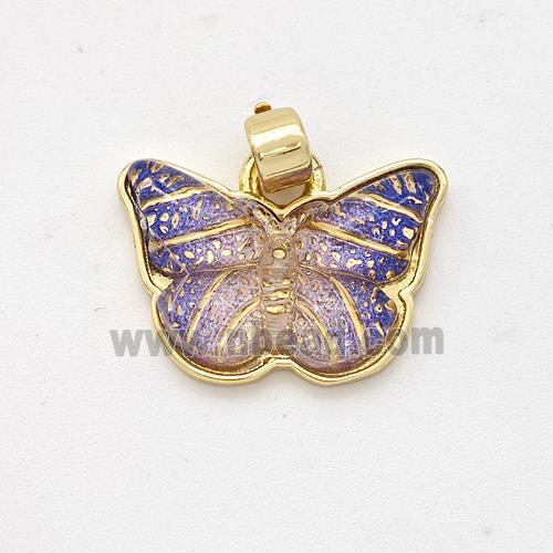 Purple Resin Butterfly Pendant Gold Plated